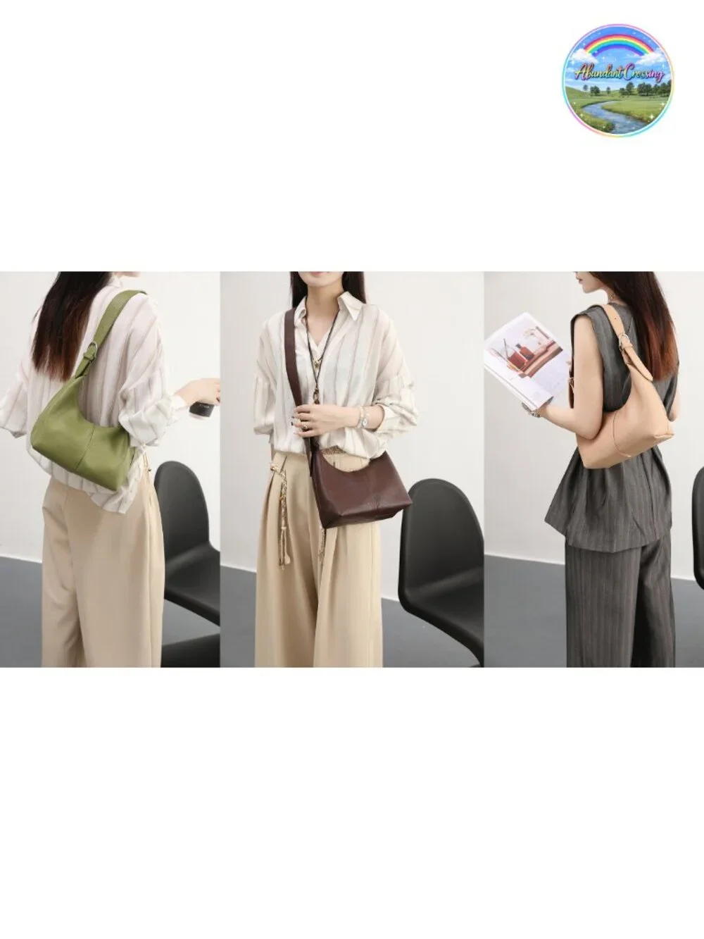 Vegan Leather Hobo Handbag Crossbody Purse with 2 Adjustable Straps, Crescent